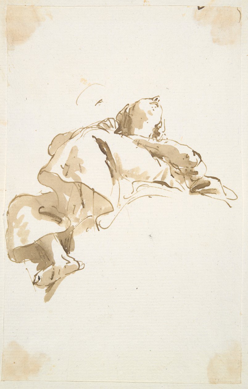 Aşağıdan görülen uzanmış kadın figürü by Giovanni Battista Tiepolo
