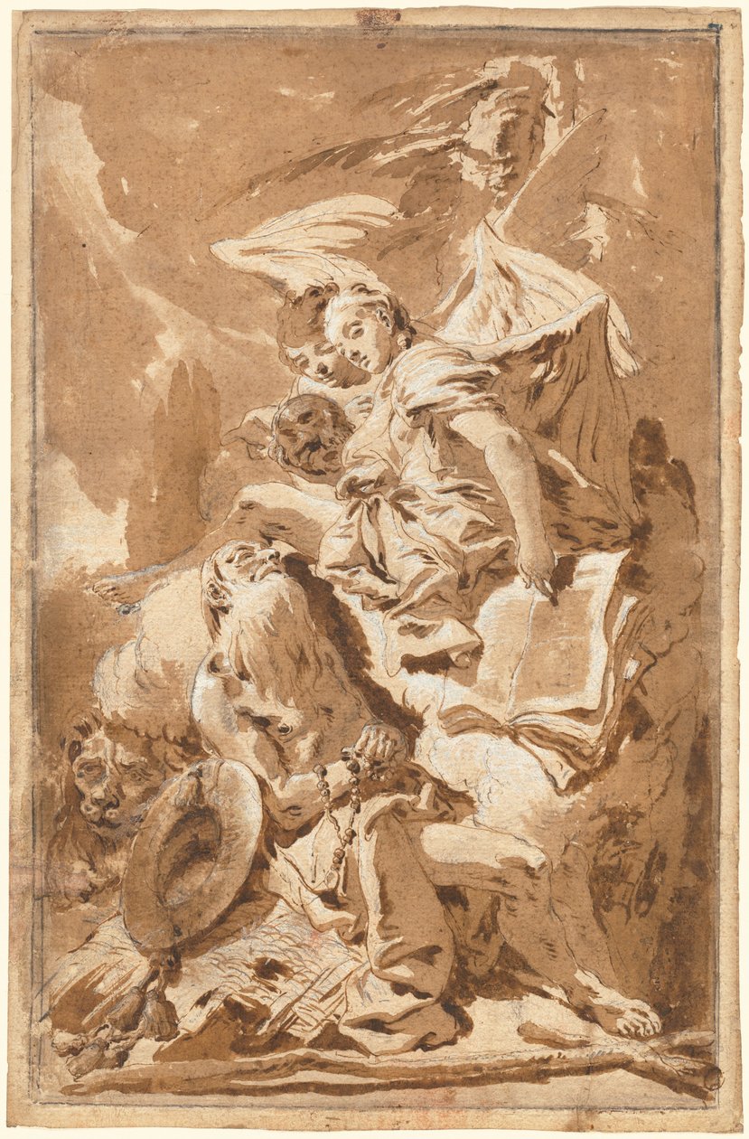 Aziz Jerome Çölde Melekleri Dinlerken by Giovanni Battista Tiepolo