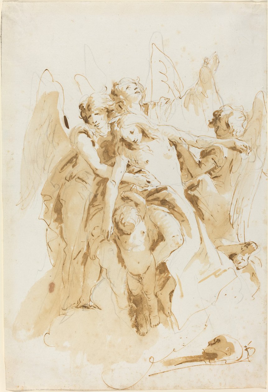 Aziz Mary Magdalene, Melekler Tarafından Kaldırıldı by Giovanni Battista Tiepolo