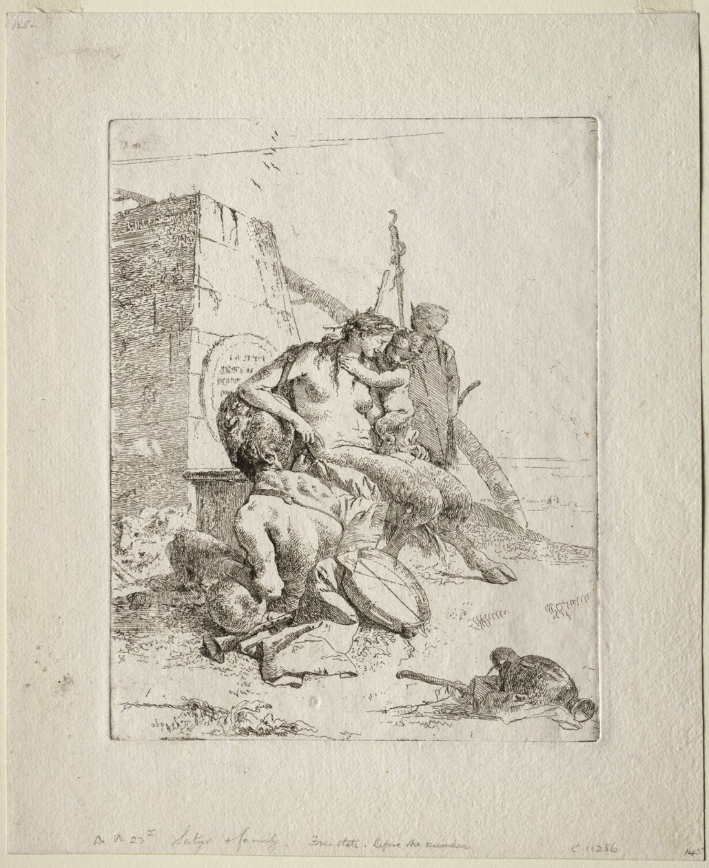 Scherzi: Dikilitaşlı Satyr Ailesi. by Giovanni Battista Tiepolo