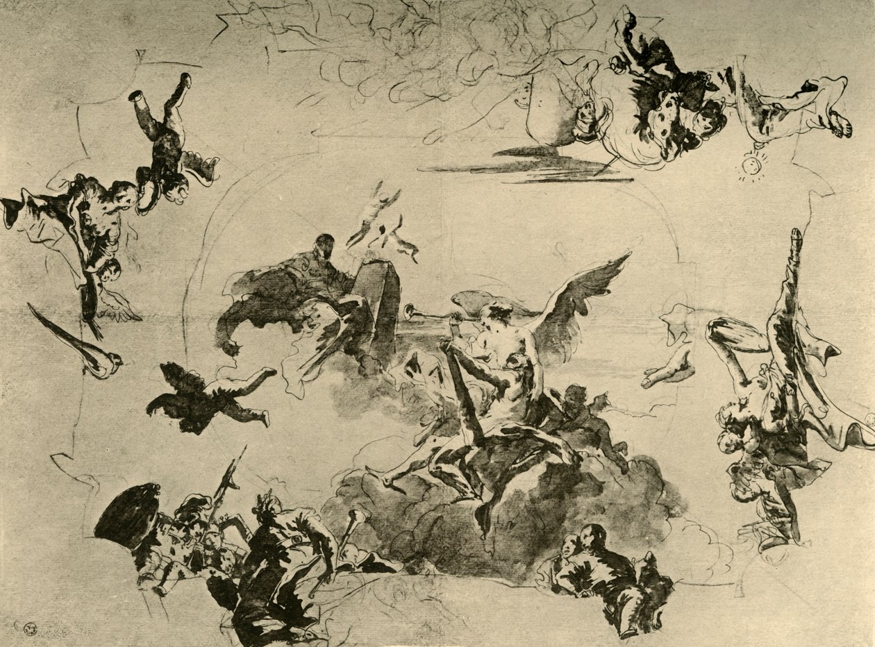 Tavan Resmi için Eskiz, 18. yüzyıl ortası, 1928 by Giovanni Battista Tiepolo