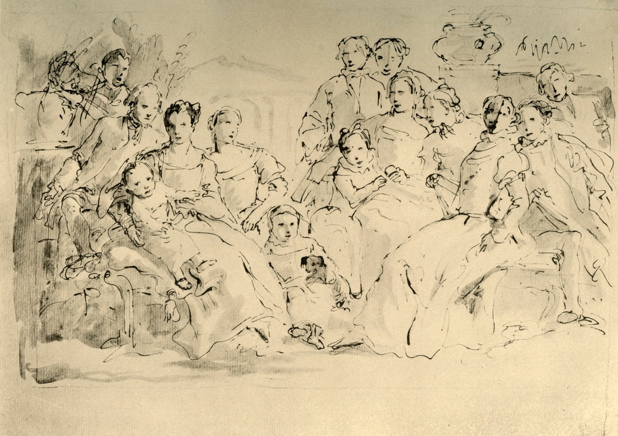 Bir Grup Portresi için Eskiz, 18. yüzyıl ortası, 1928 by Giovanni Battista Tiepolo