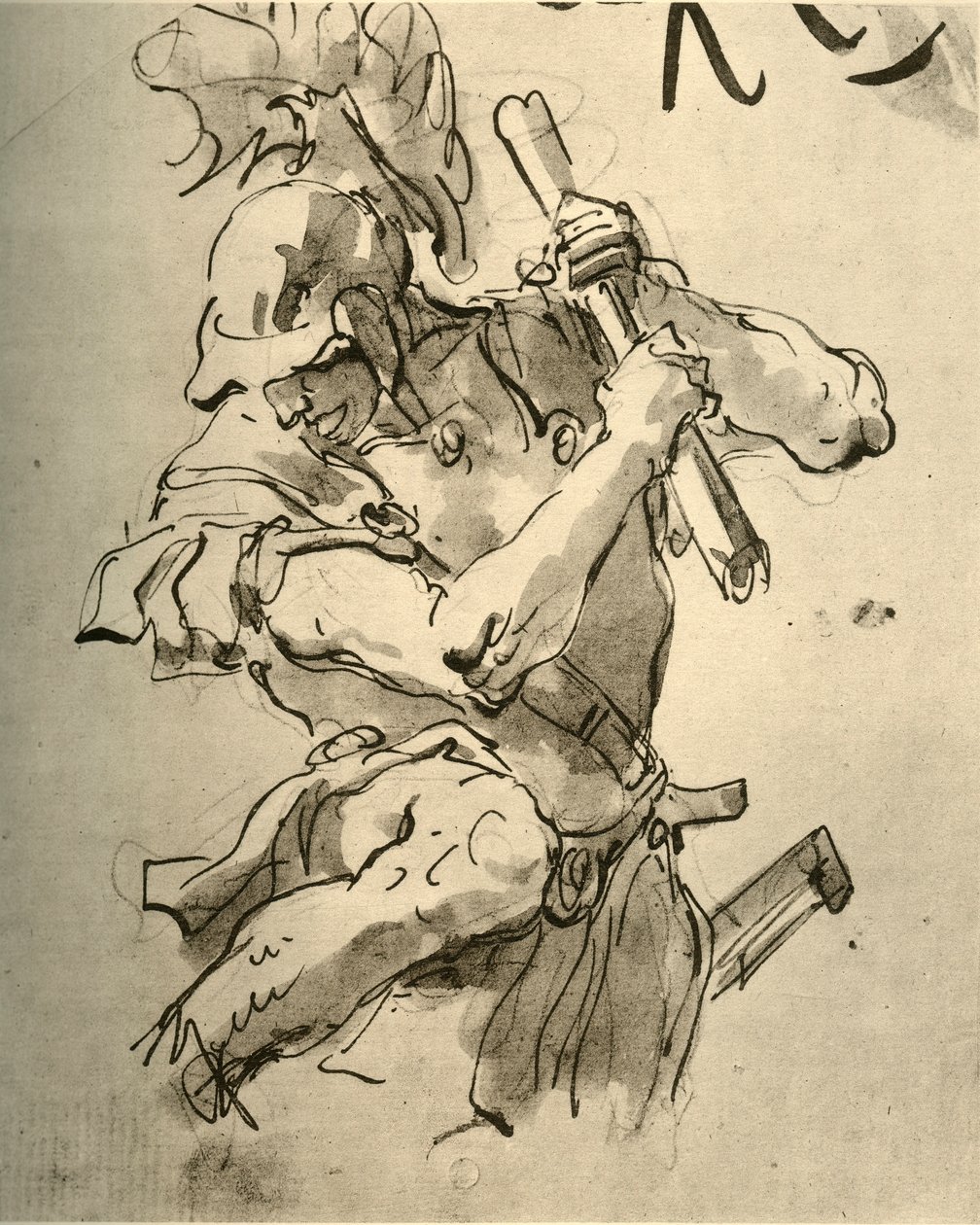 Saldırmak için kolunu kaldıran asker, 18. yüzyılın ortaları, 1928 by Giovanni Battista Tiepolo