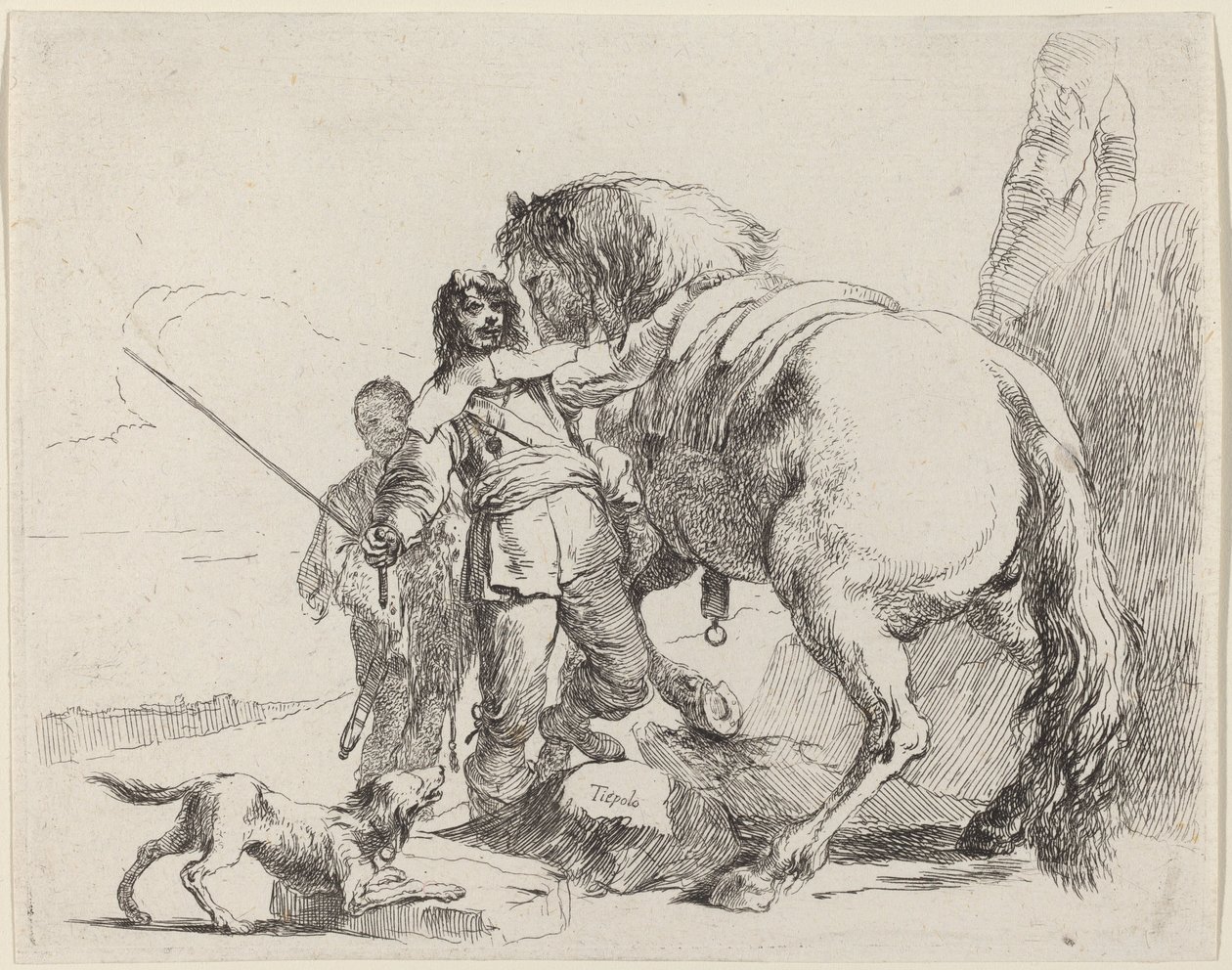 Atlı Asker ve Görevlisi by Giovanni Battista Tiepolo
