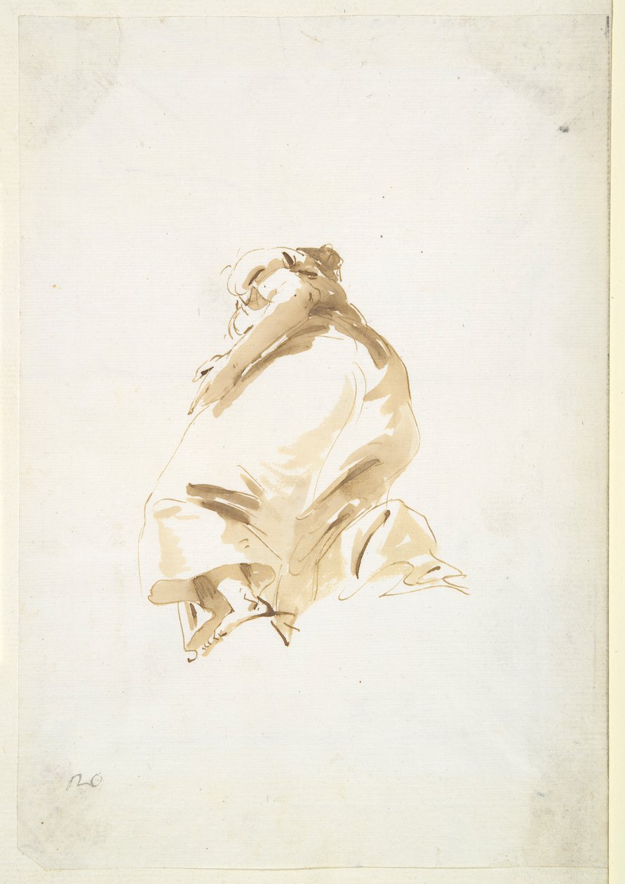 Arkadan ve aşağıdan görülen ayakta kadın figürü by Giovanni Battista Tiepolo