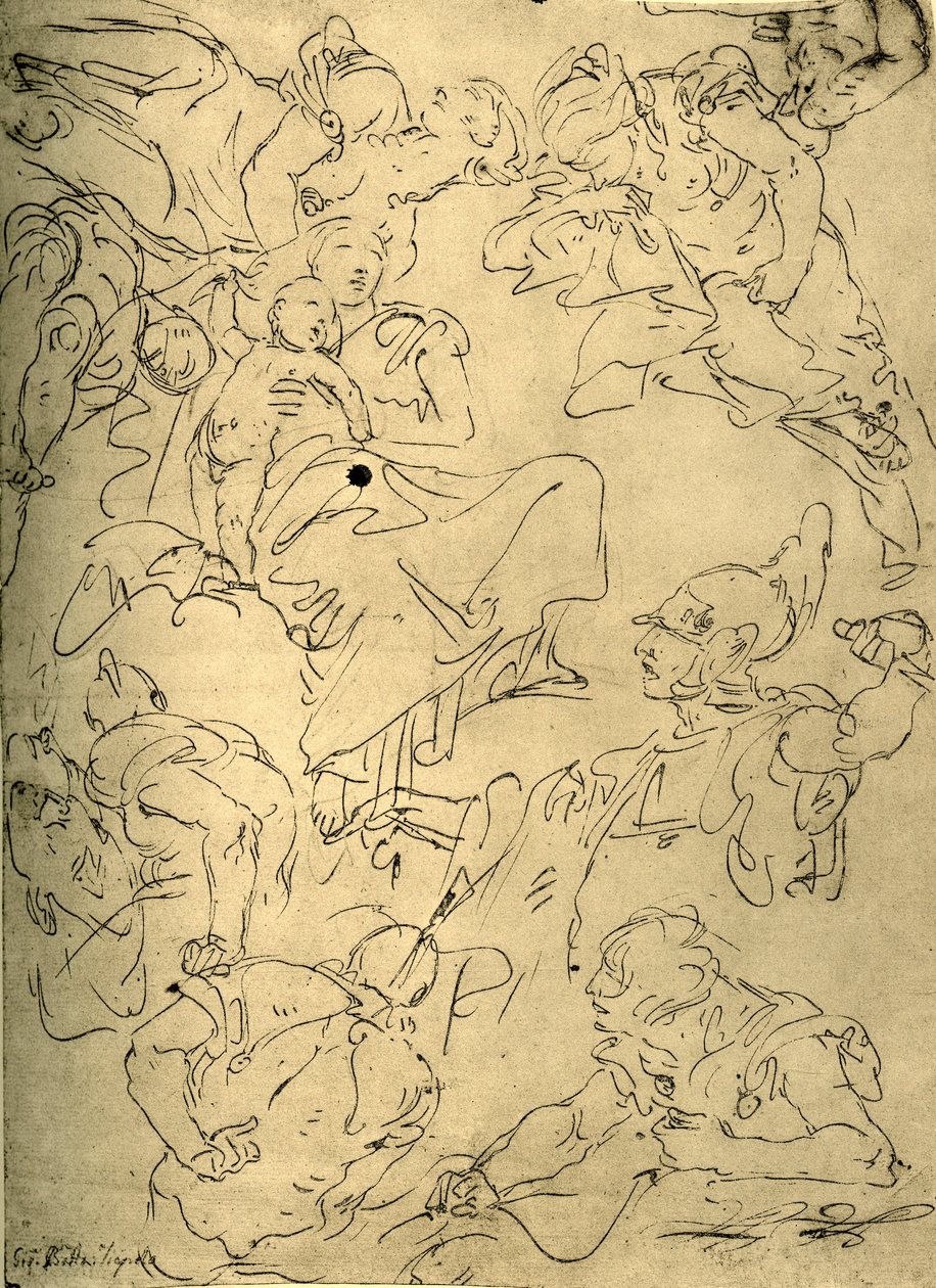 Çocuklu ve melekli bir Madonna için çalışmalar, 18. yüzyılın ortaları, 1928 by Giovanni Battista Tiepolo