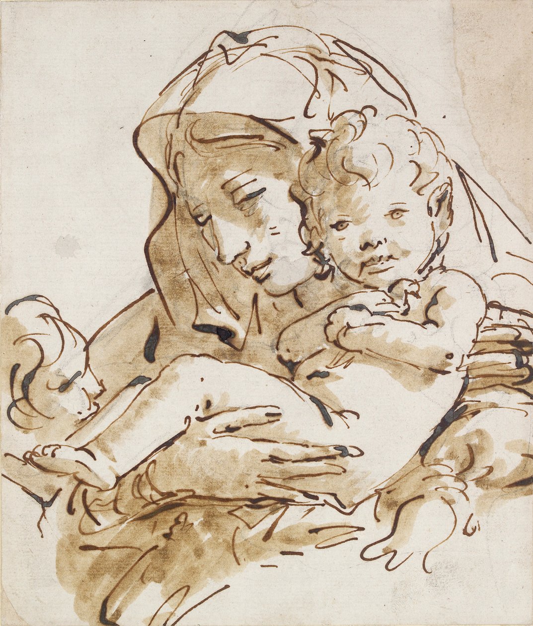 Bebek Aziz John ile Bakire ve Çocuk, c1770. Sanatçılar: Giovanni Battista Tiepolo, Aziz John the Evangelist. by Giovanni Battista Tiepolo