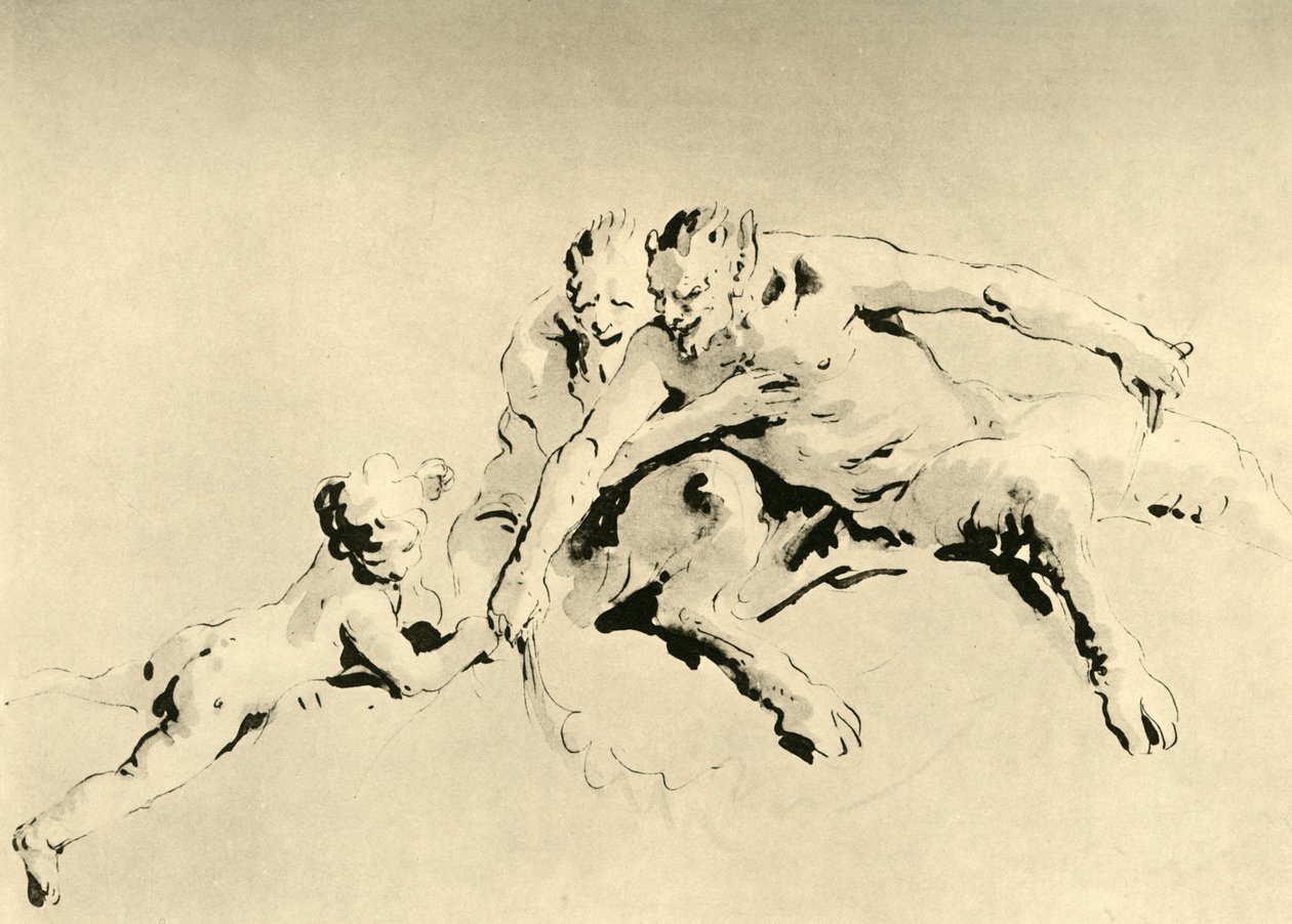 İki Faun ve bir Aşk Tanrısı, 18. yüzyılın ortaları, 1928 by Giovanni Battista Tiepolo