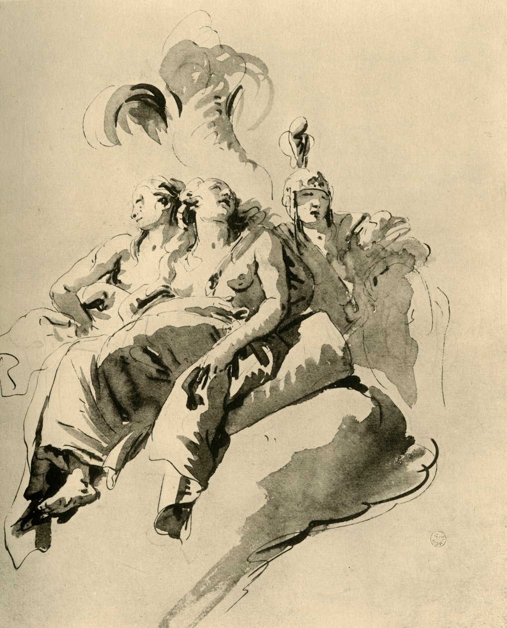 İki genç kadın ve bir asker, 18. yüzyılın ortaları, 1928 by Giovanni Battista Tiepolo