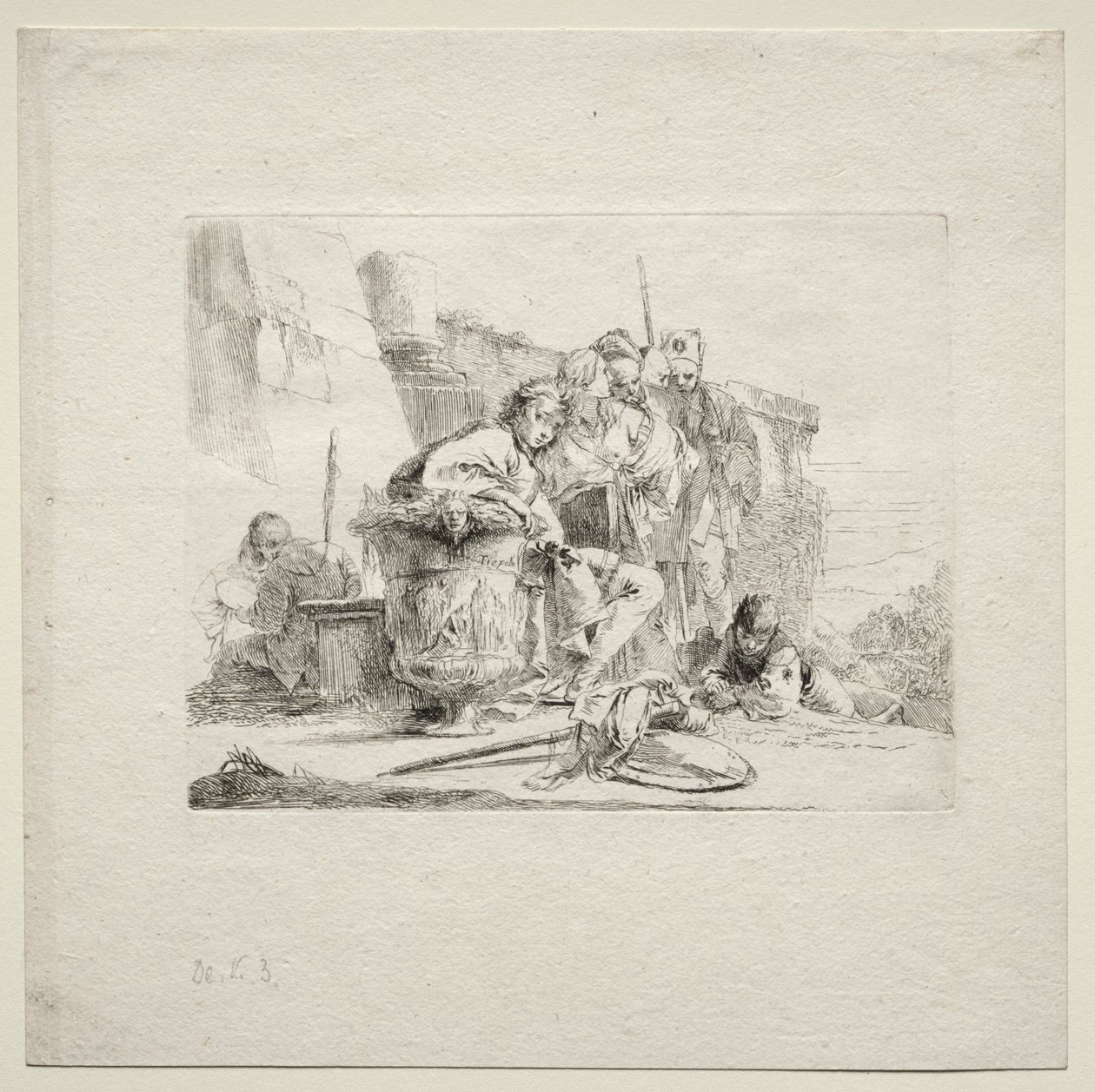 Çeşitli Kaprisler: Bir Vazoya Yaslanmış Oturan Genç Adam, 1785. by Giovanni Battista Tiepolo