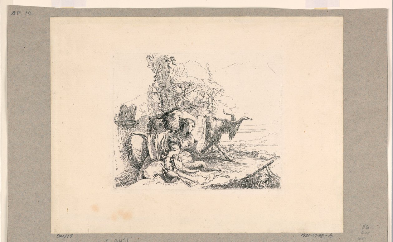 Vari Capricci'den Bebek Satirli Kadın by Giovanni Battista Tiepolo