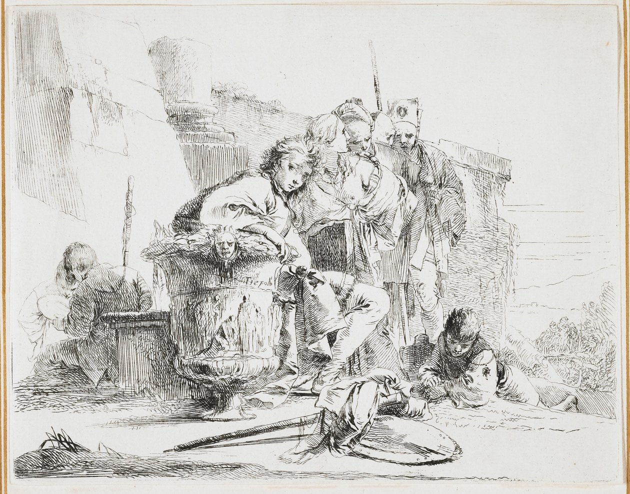 Oturan Genç Adam, Bir Vazoya Yaslanmış, Vari Capricci