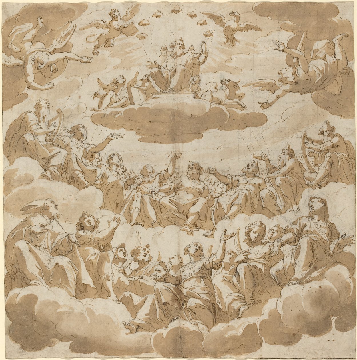 Tanrı, Azizlerle Çevrili Taht Edildi by Giovanni Battista Trotti