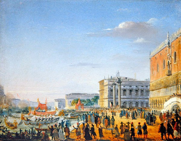 Bir Venedik Sahnesi (panelde yağlı boya) by Giovanni Battista della Libera