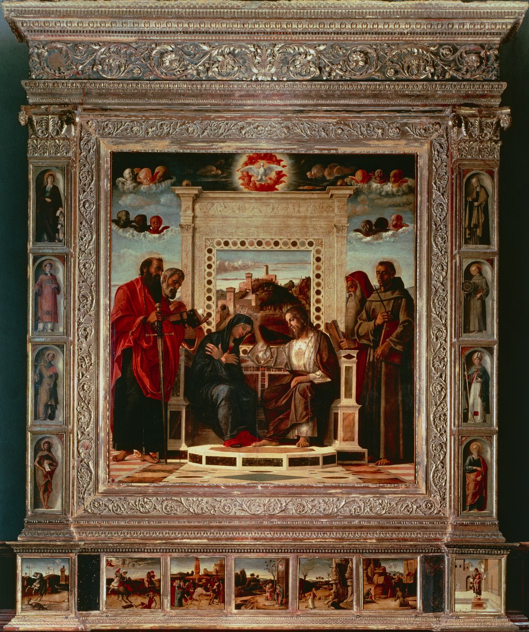 Pesaro Sunağı, Giovanni Bellini (1431-36 - 1516), tuval üzerine yağlı boya, 262x240 cm, detay, yaklaşık 1475 by Giovanni Bellini