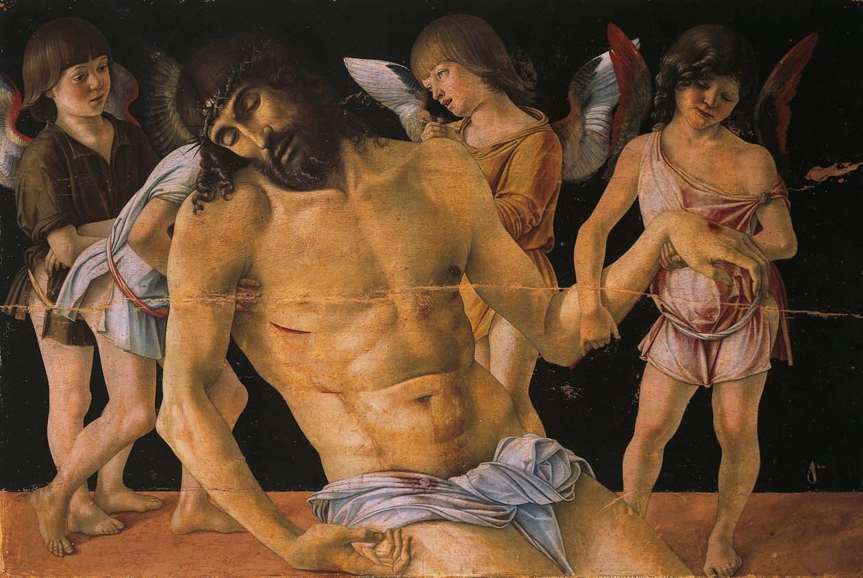Pieta veya Melekler Tarafından Desteklenen Ölü İsa, c.1474 (panelde tempera) by Giovanni Bellini