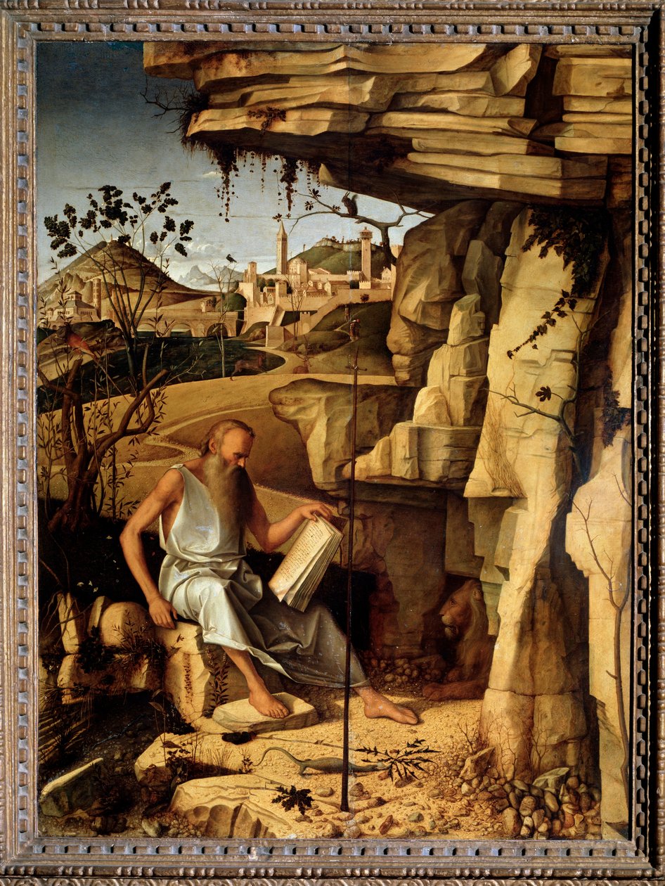 Çölde Aziz Jerome Tablo Giovanni Bellini dit il Giambellino tarafından (yaklaşık 1430-1516) 1479 Dim 145x114 cm Palazzo Pitti Floransa by Giovanni Bellini