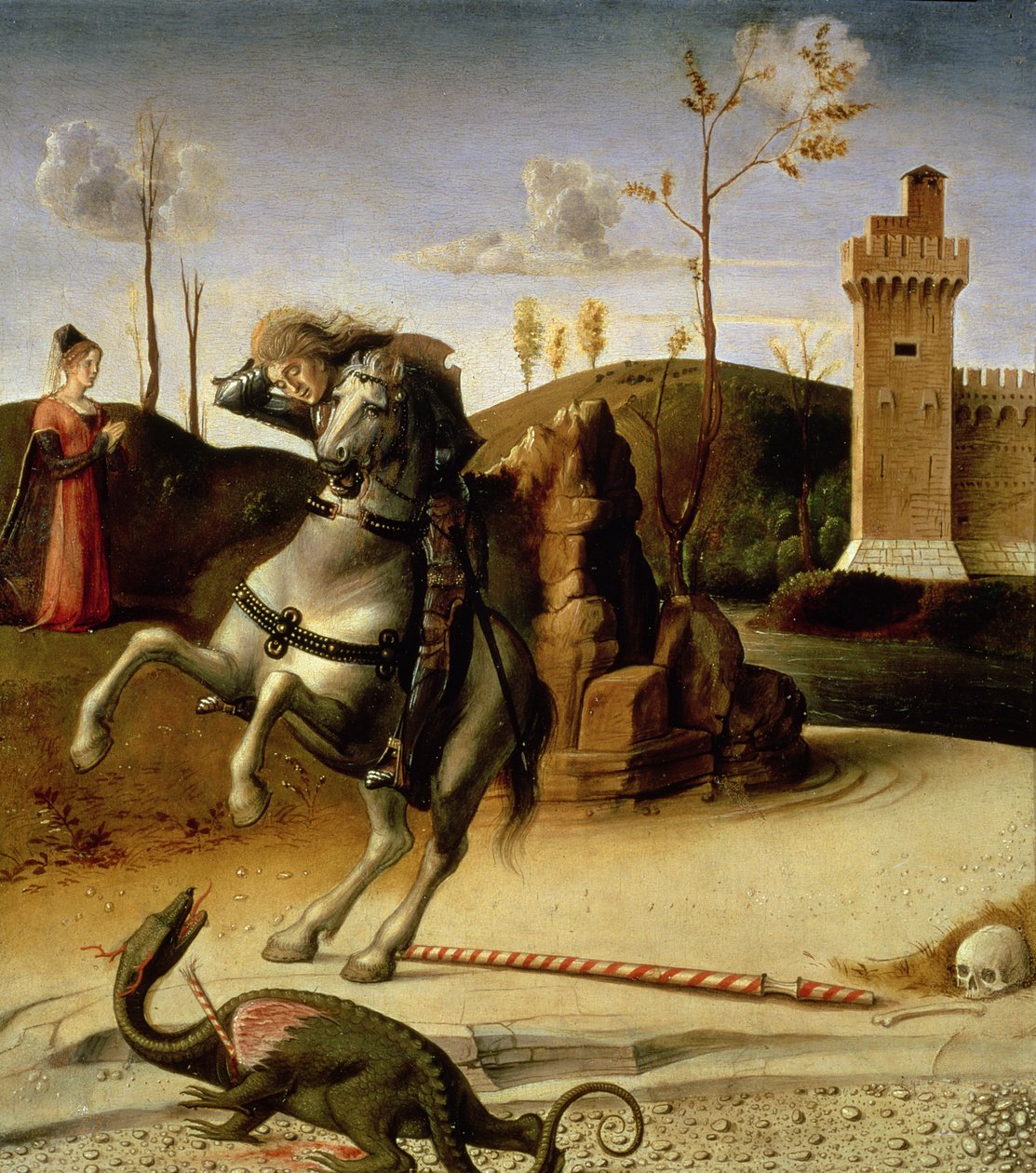 Aziz George ve Ejderha, 85578 predella panel detayı by Giovanni Bellini