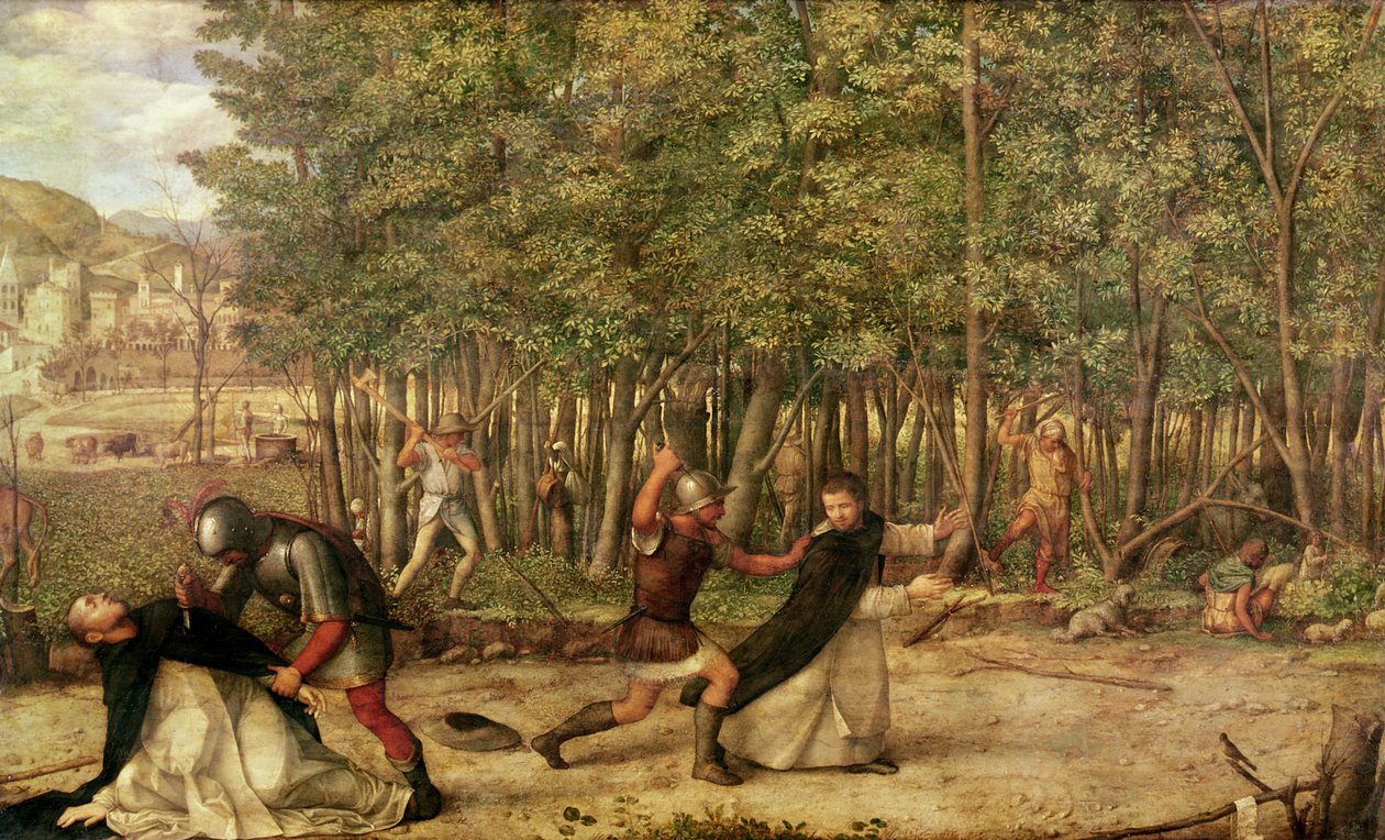 The Assassination of St. Peter Martyr, 1507 (egg tempera and oil on wood) by Giovanni Bellini