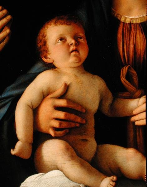 Azize Katerina ve Mecdelli Meryem ile Bakire ve Çocuk, c.1500 (panel üzeri yağlı boya) (detay) by Giovanni Bellini