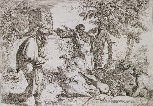 Dürüst Bir Adam Arayan Diogenes (gravür) by Giovanni Benedetto Castiglione