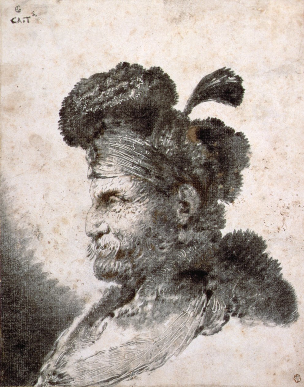 Soldaki Profilde bir Doğulunun Başkanı by Giovanni Benedetto Castiglione