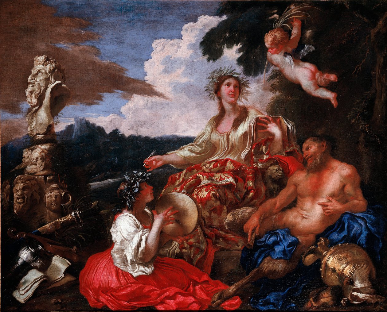 Müzik alegorisi. Grechetto (1610-1665) olarak bilinen Giovanni Benedetto Castiglione
