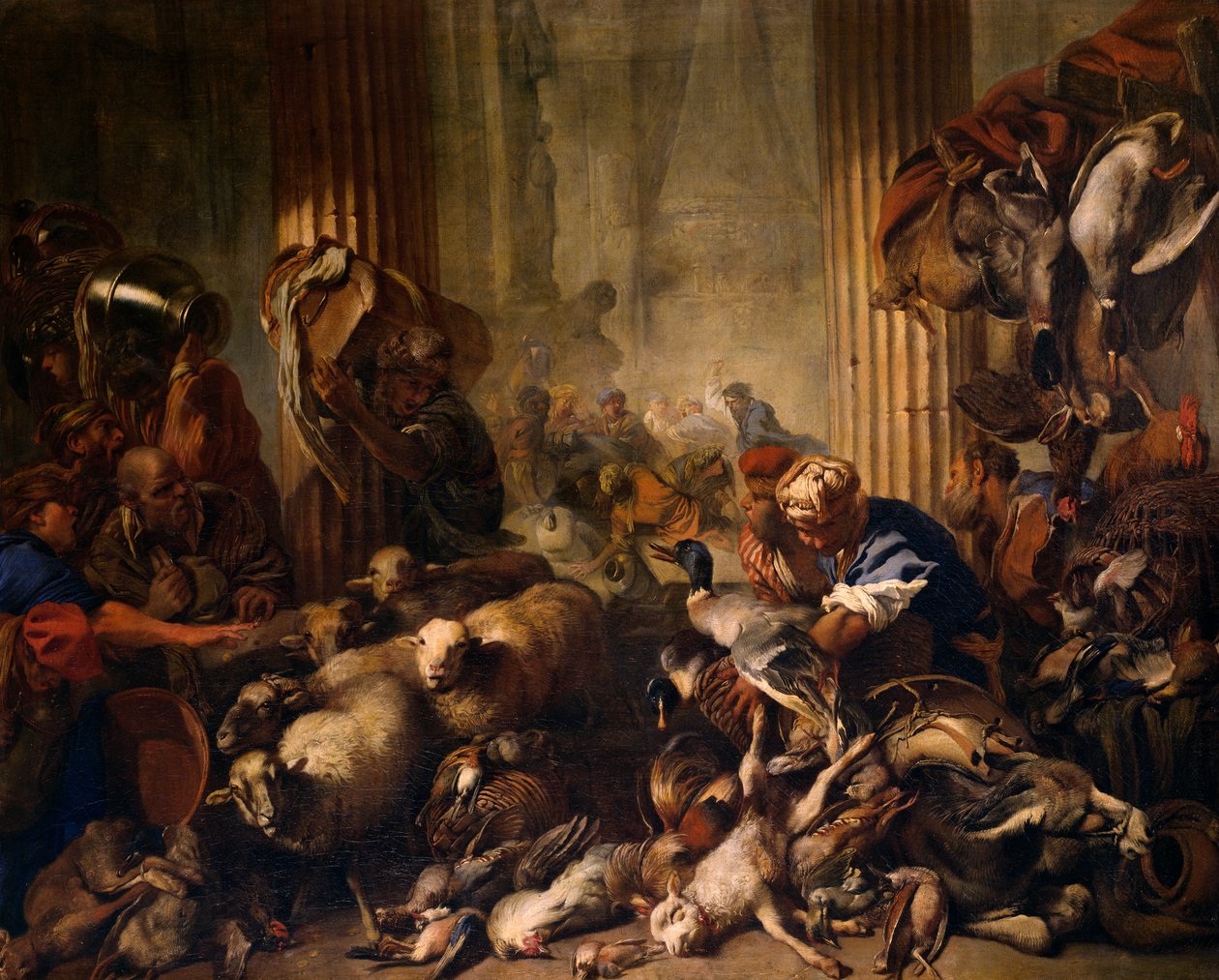 Tapınaktan tüccarları süren İsa by Giovanni Benedetto Castiglione