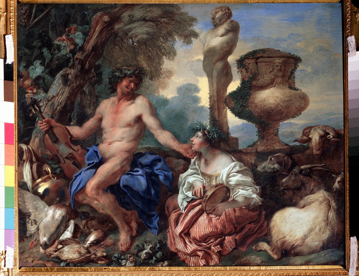 "Pastoral sahne, çoban kadın ve fauna" (Pastoral sahne. Faun ve Çoban) Giovanni Benedetto Castiglione (1610-1665) tarafından 1650 Moskova, Puşkin Güzel Sanatlar Müzesi by Giovanni Benedetto Castiglione