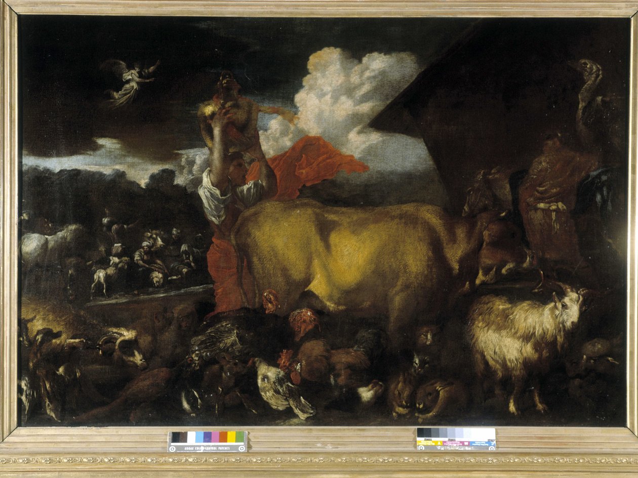 Hayvanların gemiye girişi (tuval üzerine yağlı boya) by Giovanni Benedetto Castiglione