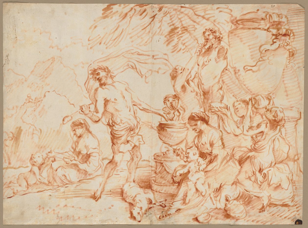 Bir Herm'den Önce Bacchanal, 1660'ların başı. by Giovanni Benedetto Castiglione