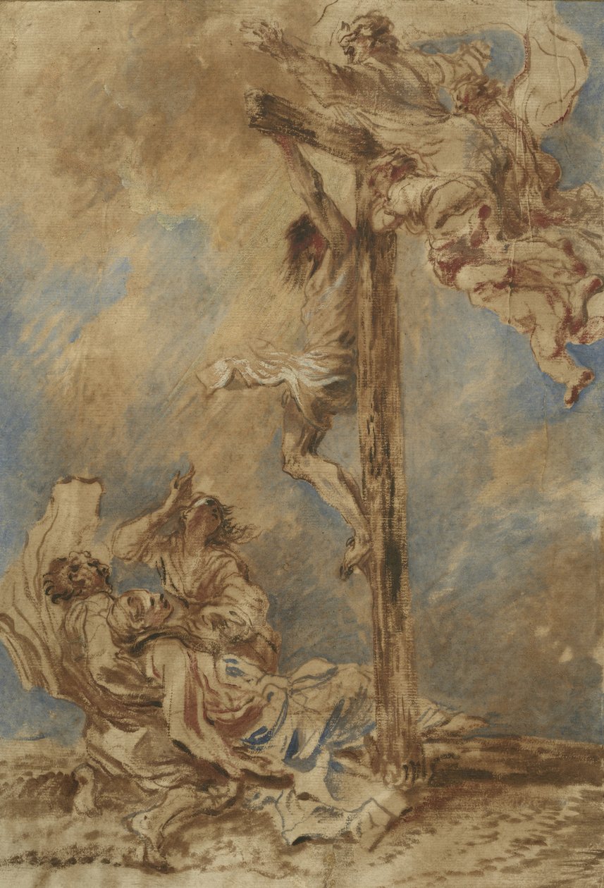 Bakire, Aziz John ve Mecdelli Meryem ve Baba Tanrı ile Çarmıha Gerilme, c.1651 by Giovanni Benedetto Castiglione