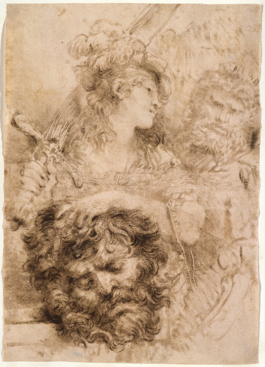 Goliath Başkanı ile David by Giovanni Benedetto Castiglione