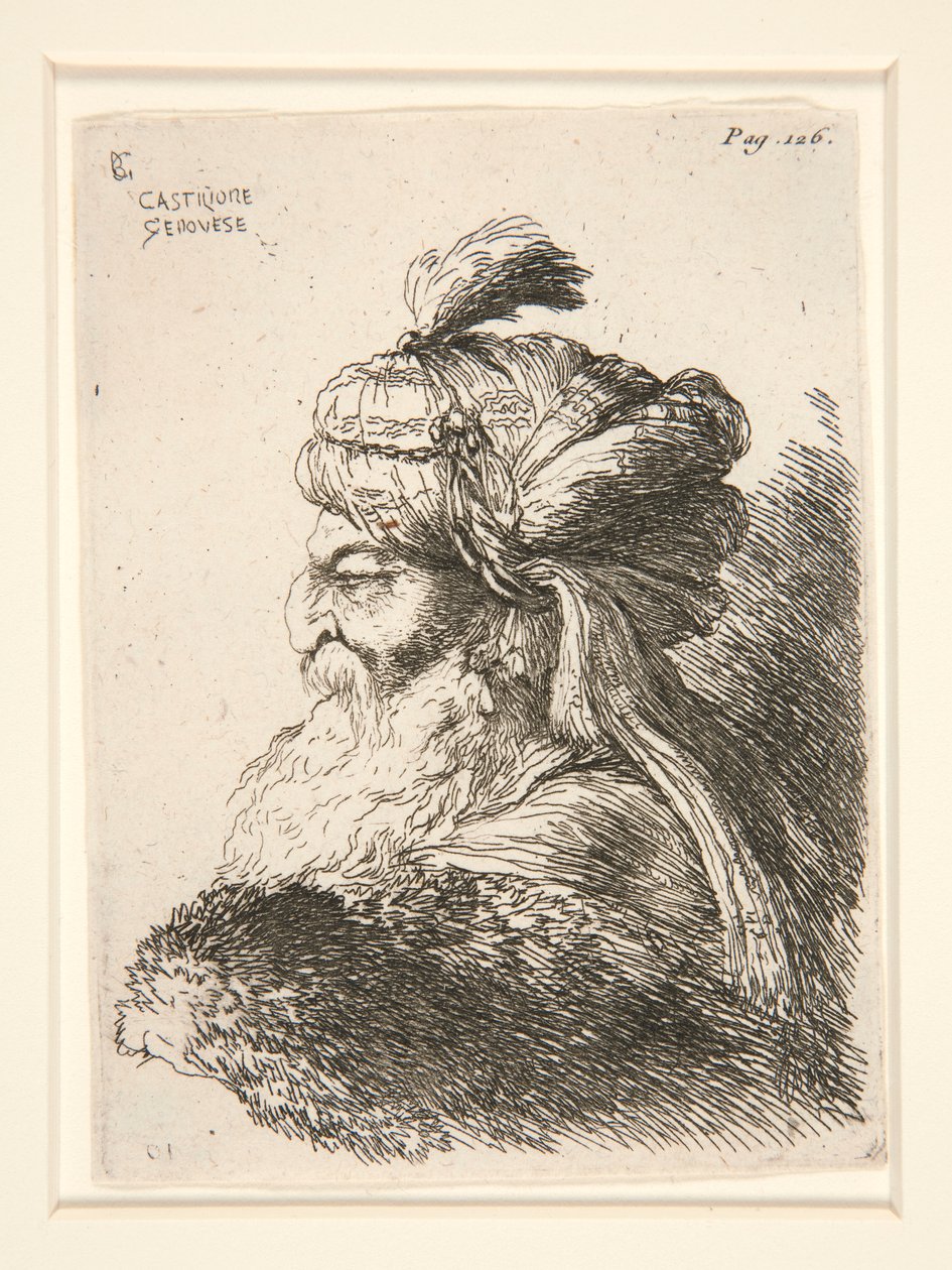 Küçük Kafa Çalışmaları serisinden Sola Bakan Şekil by Giovanni Benedetto Castiglione