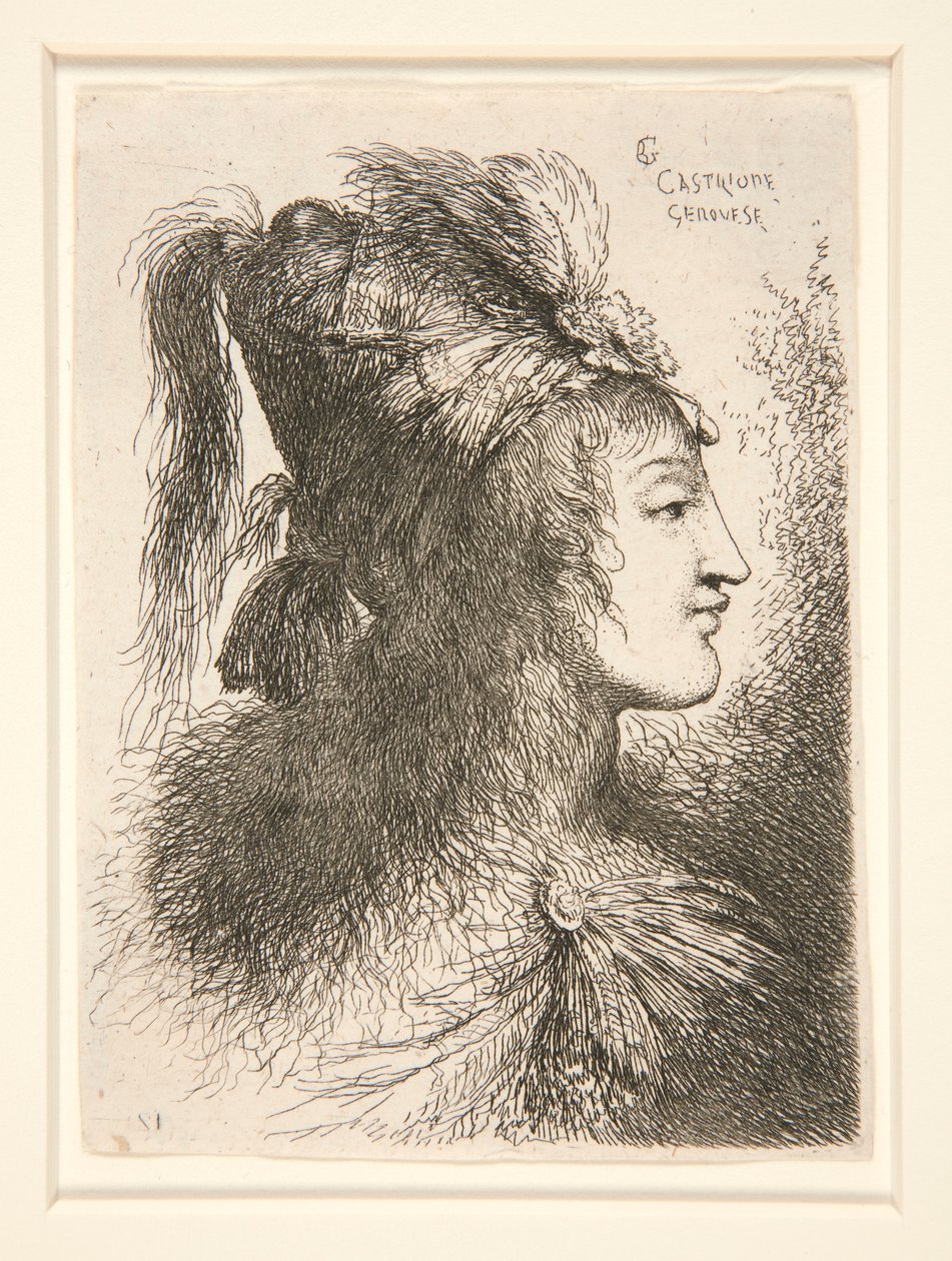 Küçük Kafa Çalışmaları serisinden Sağa Bakan Şekil by Giovanni Benedetto Castiglione