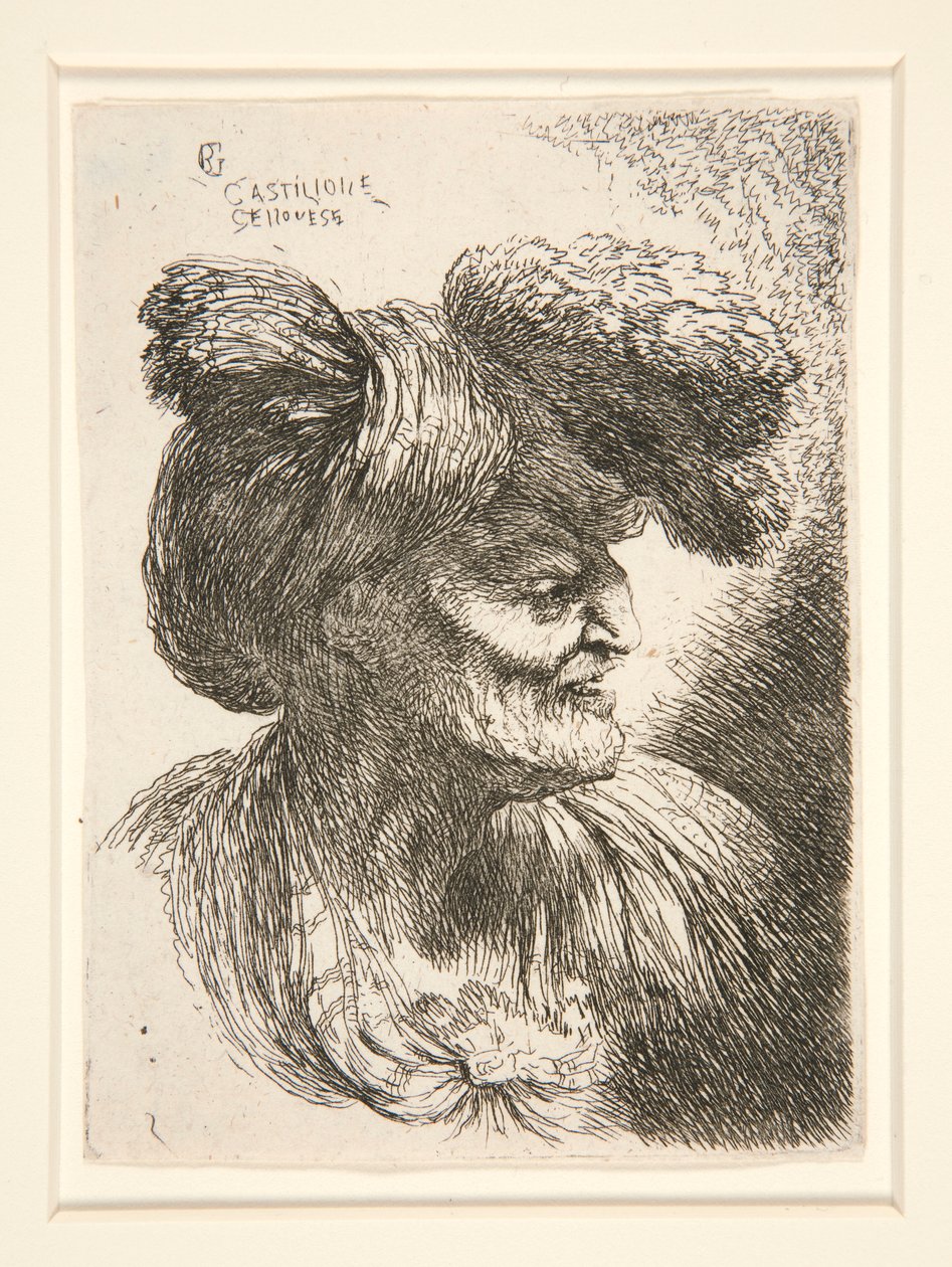 Küçük Kafa Çalışmaları serisinden Sağa Bakan Şekil by Giovanni Benedetto Castiglione