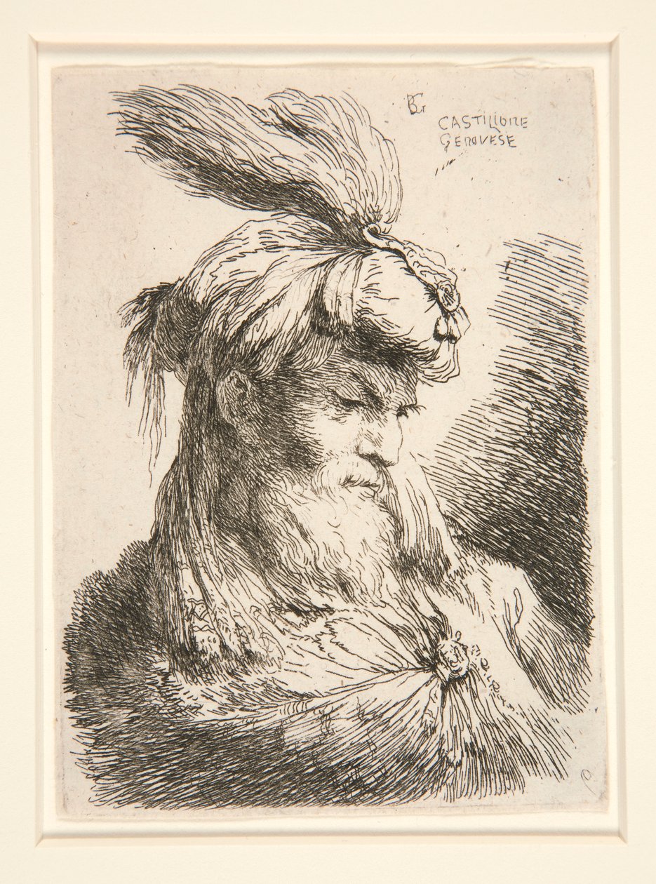 Küçük Kafa Çalışmaları serisinden Sağa Bakan Şekil by Giovanni Benedetto Castiglione