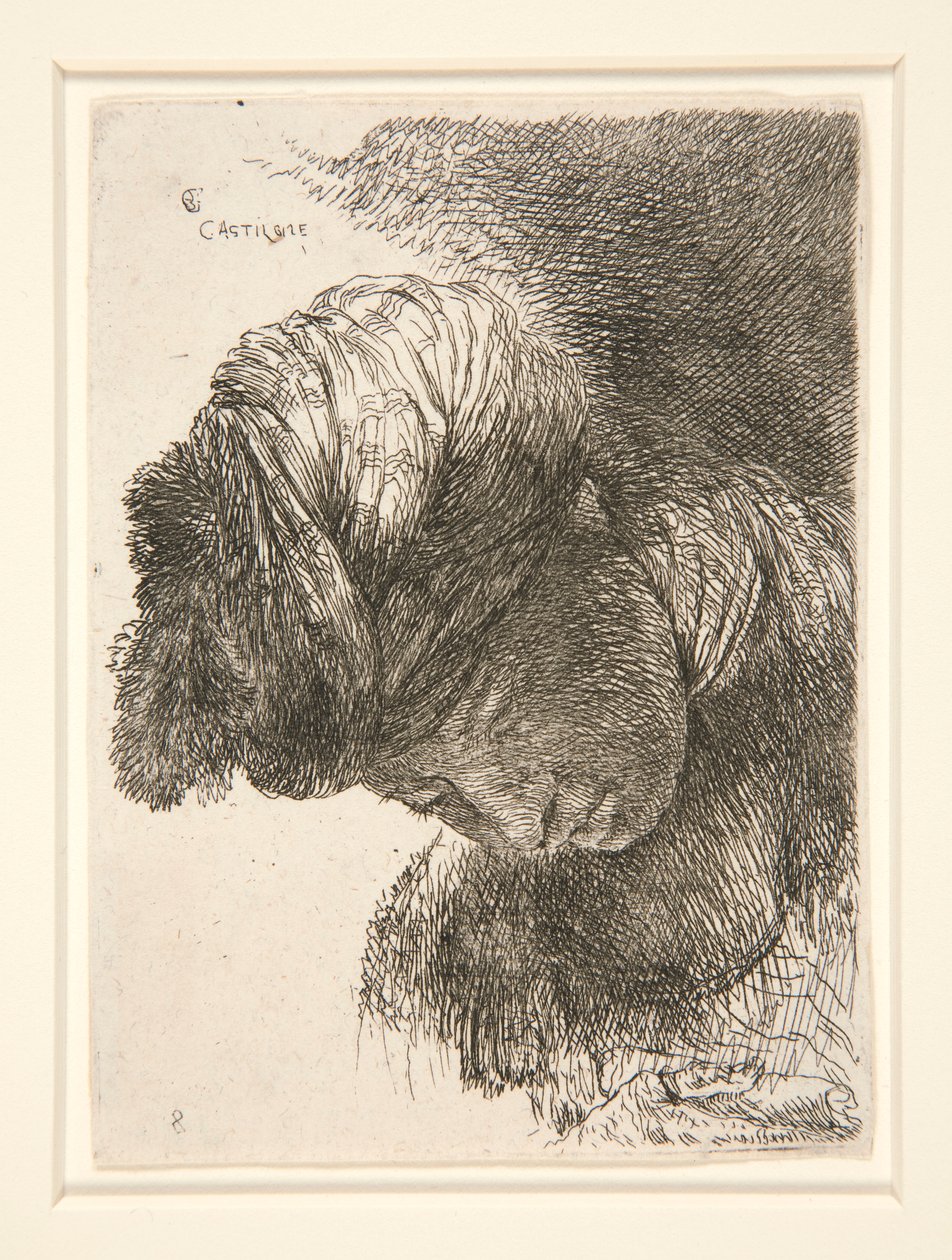 Küçük Kafa Çalışmaları serisinden Başları Alçaltılmış Şekil by Giovanni Benedetto Castiglione