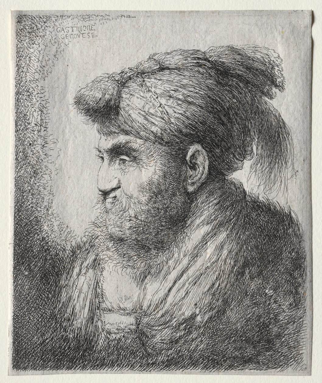 Doğu Sarıklı Bir Adamın Başı by Giovanni Benedetto Castiglione
