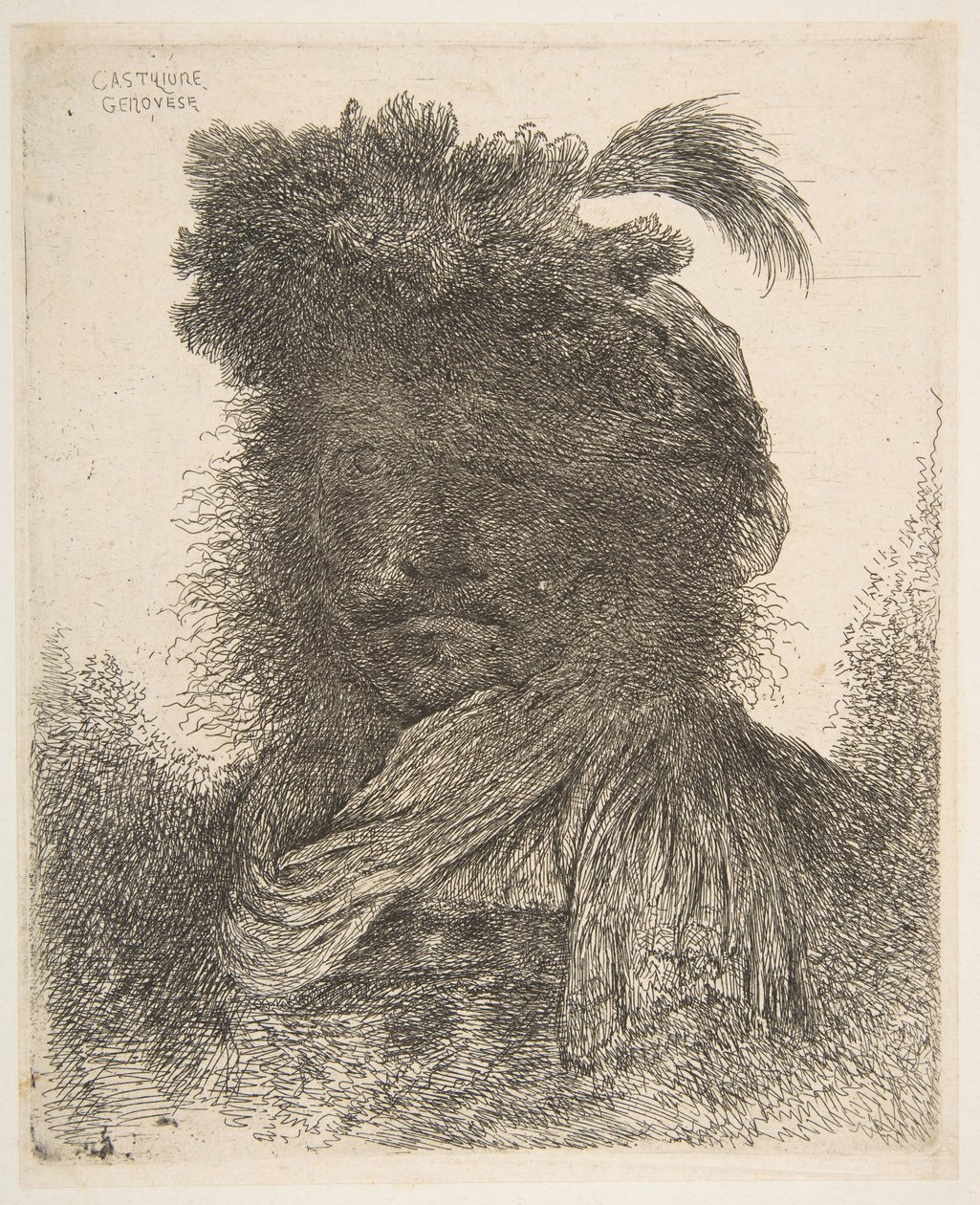 Gölgedeki bir adamın başı, Büyük Or..., ca. 1645-1650. by Giovanni Benedetto Castiglione