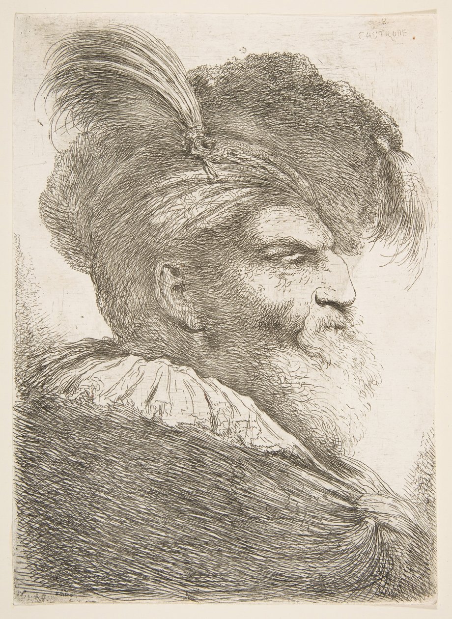 Büyük Doğu Başları serisinden sağa bakan yaşlı bir adamın başı, yaklaşık. 1645-1650. by Giovanni Benedetto Castiglione