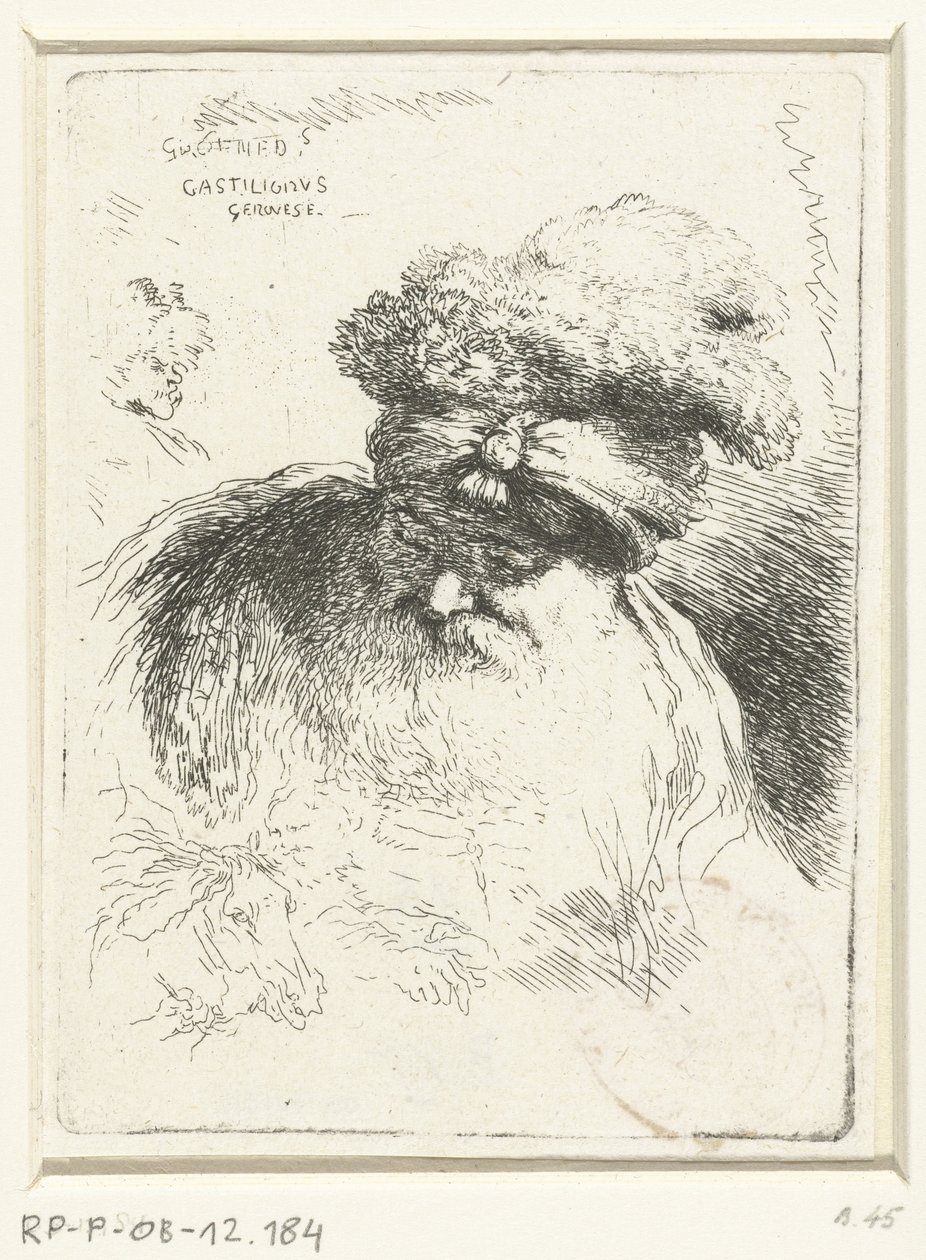 Şapkalı yaşlı bir adamın başı Oryantal başlıklı kafalarla ilgili küçük bir çalışma (seri başlığı) by Giovanni Benedetto Castiglione