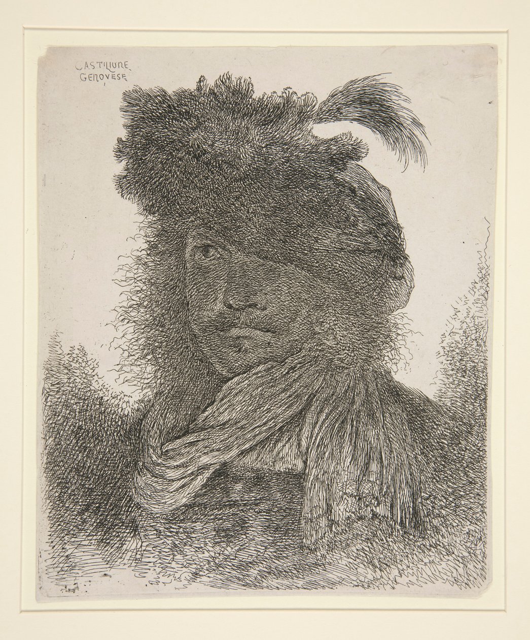 Yüzü gölgede ileriye bakan adam by Giovanni Benedetto Castiglione