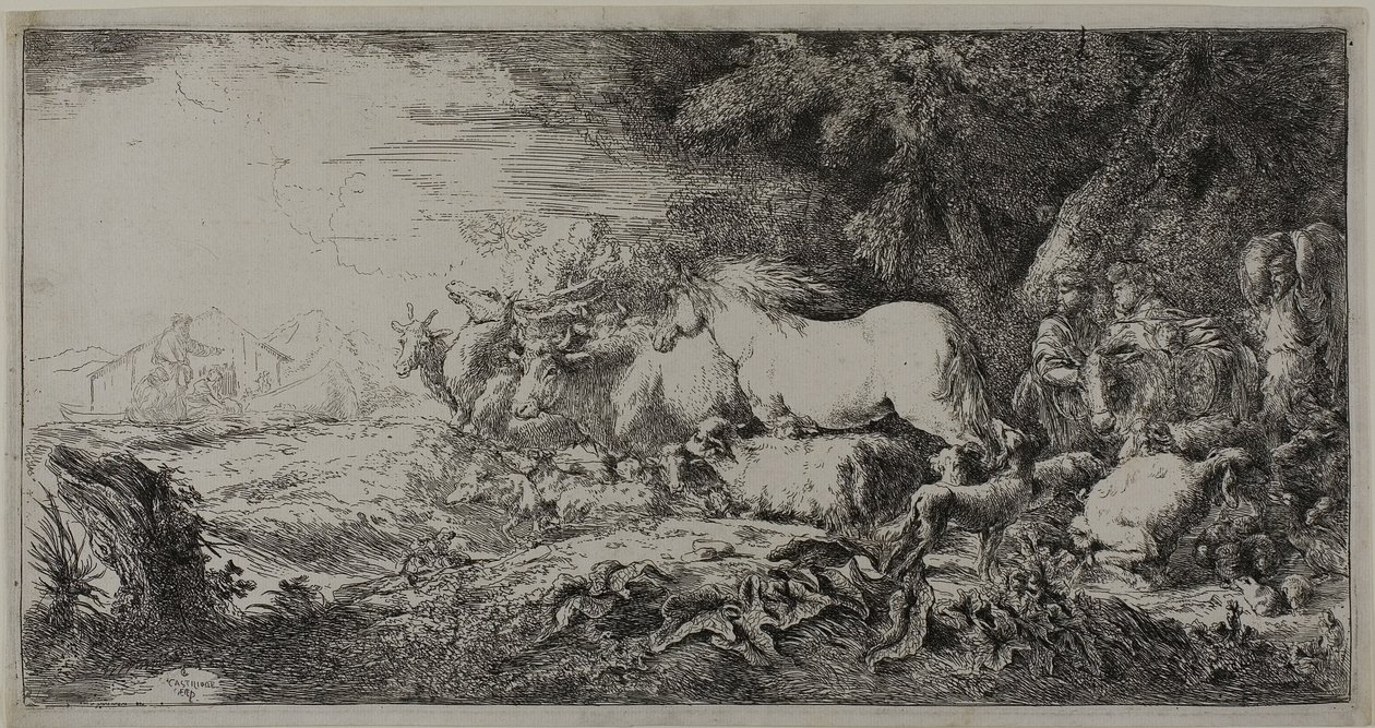 Nuh ve Gemiye Giren Hayvanlar by Giovanni Benedetto Castiglione