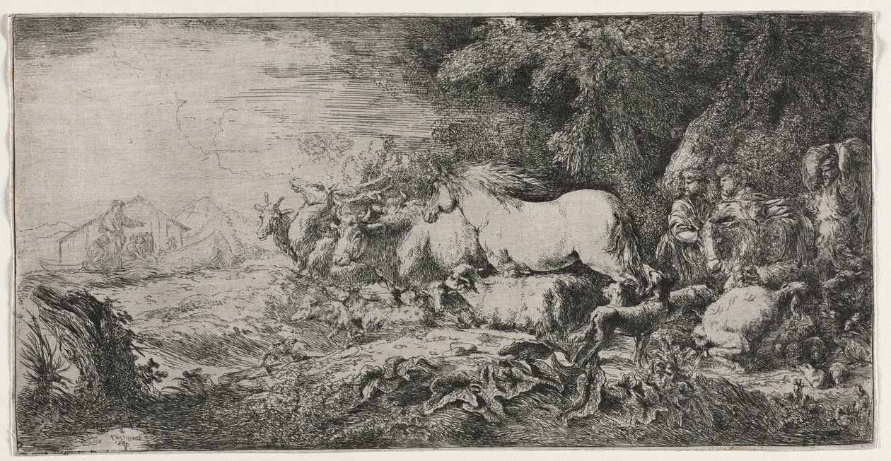 Nuh ve Gemiye Giren Hayvanlar, 1650-1655. by Giovanni Benedetto Castiglione
