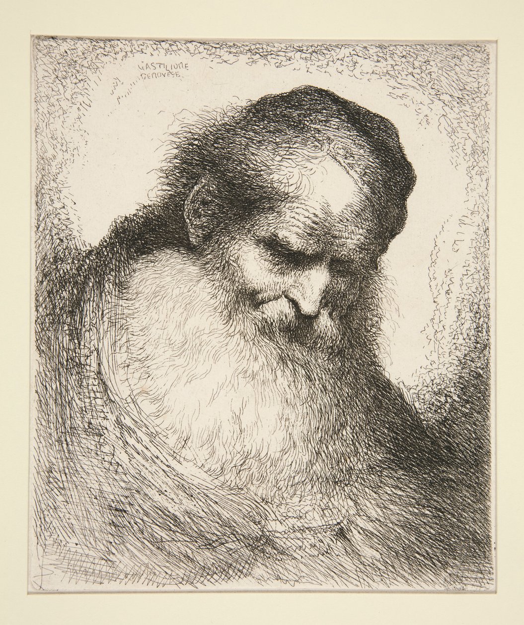 Öne Bakan Sakallı Yaşlı Adam (Büyük Doğu Kafaları Dizisinden) by Giovanni Benedetto Castiglione