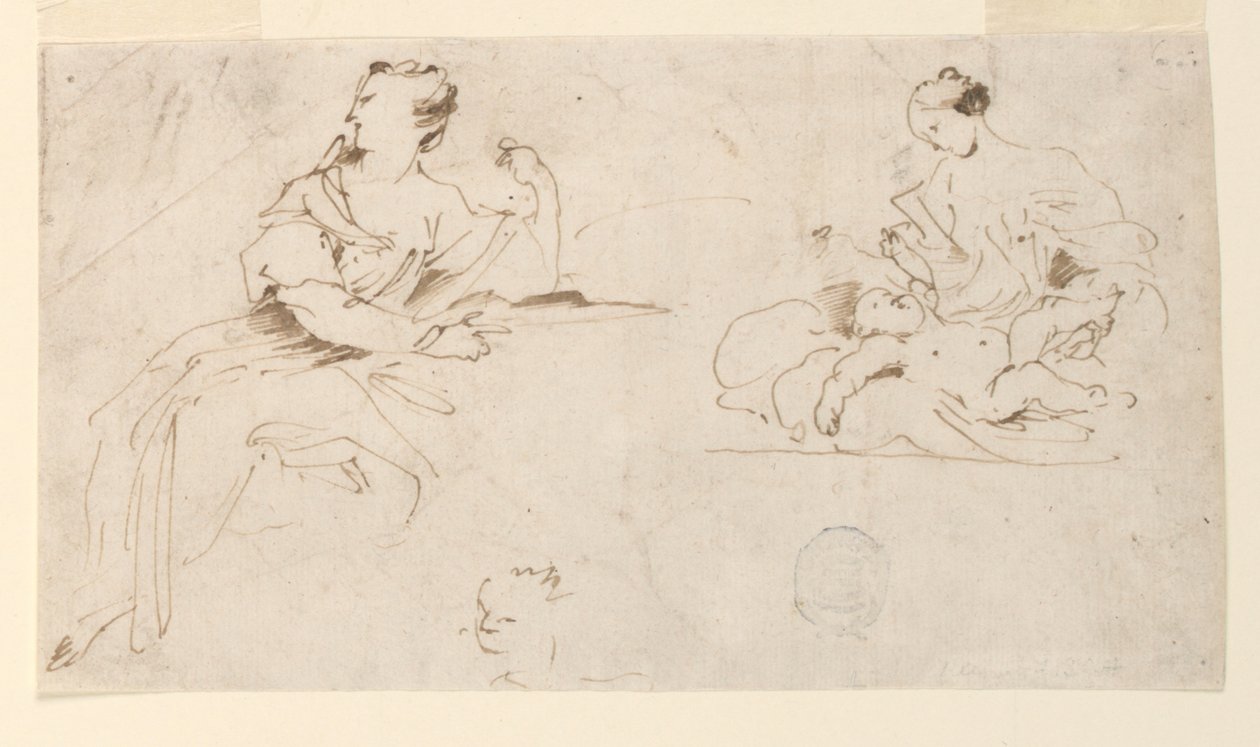 Oturan Kadın, Anne ve Çocuk by Giovanni Benedetto Castiglione