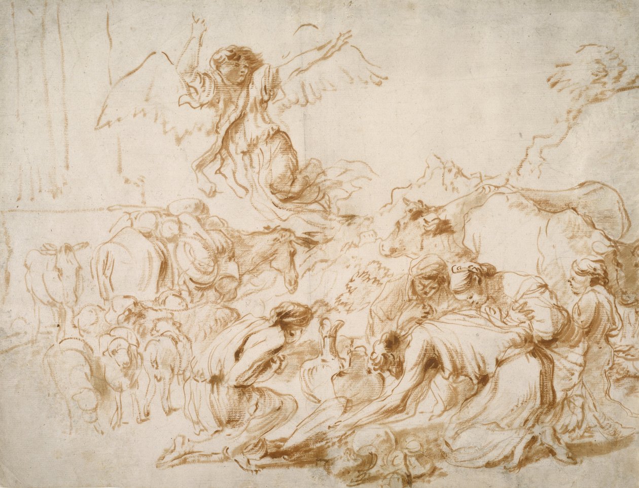 Tobit Ailesinden Ayrılan Melek, 1655 dolayları by Giovanni Benedetto Castiglione