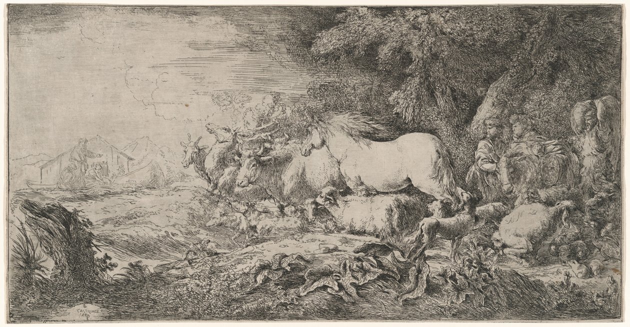 Gemiye Doğru Giden Hayvanlar by Giovanni Benedetto Castiglione