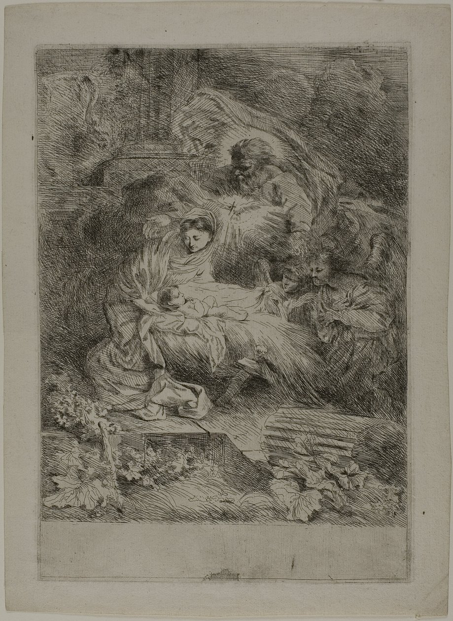 Tanrı Baba ve Melekler ile Doğuş by Giovanni Benedetto Castiglione